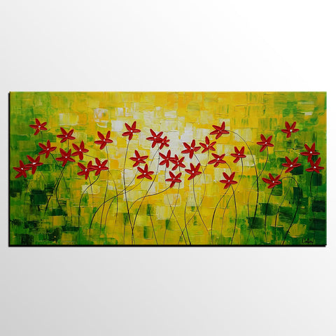 Flower Painting, Abstract Wall Art, Custom Canvas Art, Contemporary Artwork, Art on Canvas 269-Grace Painting Crafts