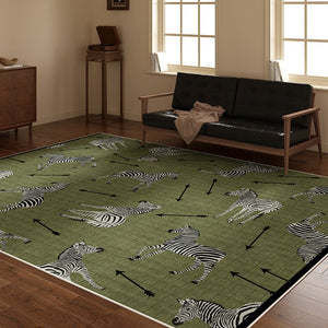 Large Contemporary Floor Carpets, Living Room Modern Area Rugs, Mid Century Zebra Green Rugs in Bedroom, Dining Room Modern Rugs-Grace Painting Crafts