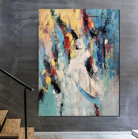 Palette Knife Paintings, Acrylic Paintings on Canvas, Large Paintings Behind Sofa, Abstract Painting for Living Room, Bedroom Modern Wall Art Paintings-Grace Painting Crafts