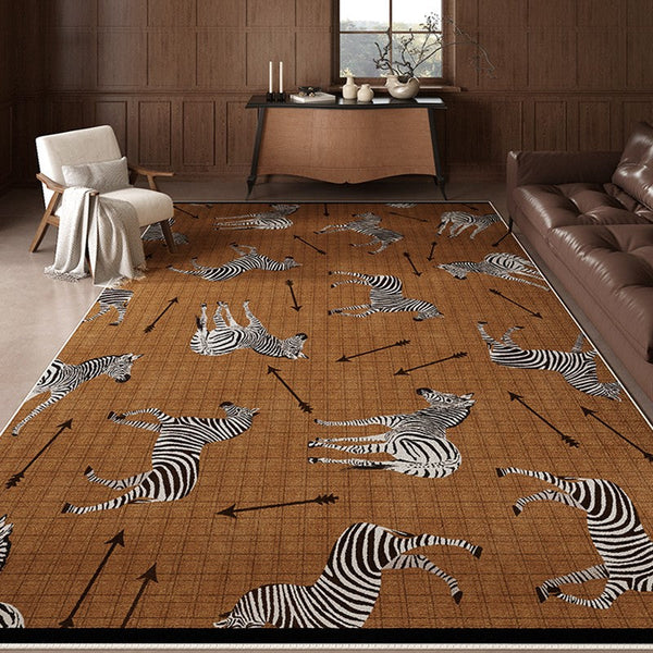 Dining Room Modern Rugs, Living Room Modern Area Rugs, Mid Century Zebra Modern Rugs in Bedroom, Large Contemporary Floor Carpets-Grace Painting Crafts