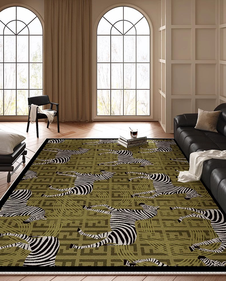 Mid Century Zebra Modern Rugs in Bedroom, Dining Room Modern Rugs, Living Room Modern Area Rugs, Large Contemporary Floor Carpets-Grace Painting Crafts