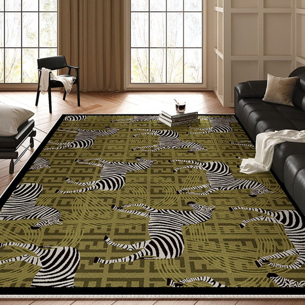 Mid Century Zebra Modern Rugs in Bedroom, Dining Room Modern Rugs, Living Room Modern Area Rugs, Large Contemporary Floor Carpets-Grace Painting Crafts