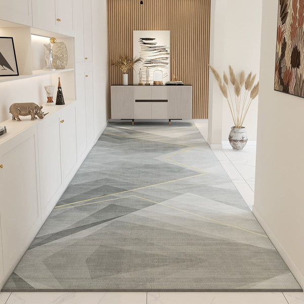 Geometric Modern Long Narrow Runner Rugs, Stain-resistant Non Slip Kitchen Runner Rugs, Washable Entrance Hallway Runners, Extra Long Narrow Hallway Runners, Entryway Runner Rug Ideas-Grace Painting Crafts