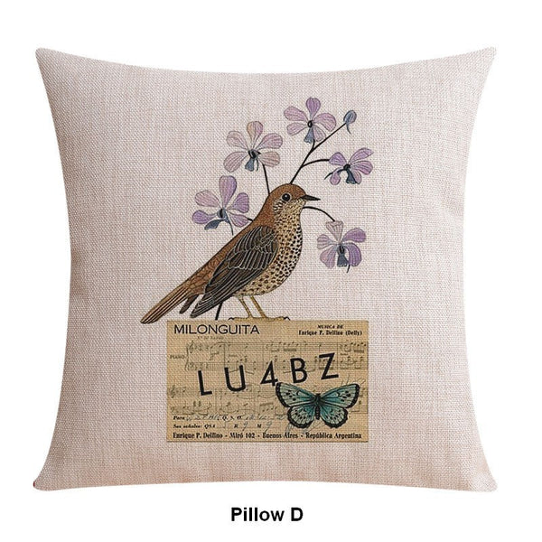 Modern Sofa Decorative Pillows for Children's Room, Singing Birds Decorative Throw Pillows, Love Birds Throw Pillows for Couch, Decorative Pillow Covers-Grace Painting Crafts