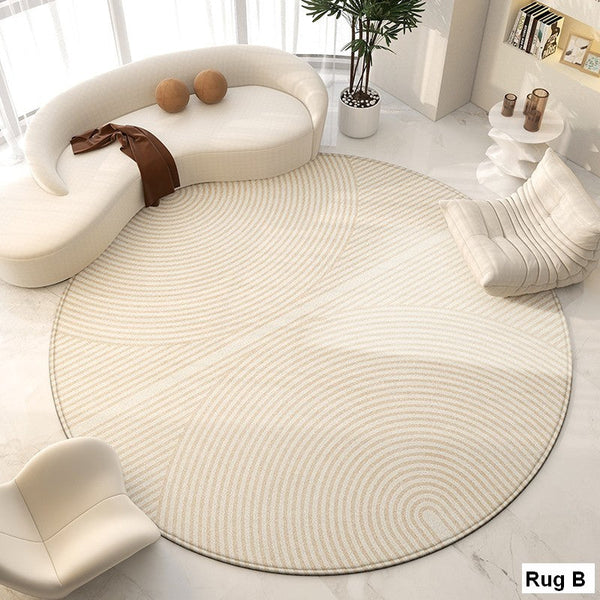 Bedroom Modern Round Rugs, Circular Modern Rugs under Chairs, Dining Room Contemporary Round Rugs, Geometric Modern Rug Ideas for Living Room-Grace Painting Crafts