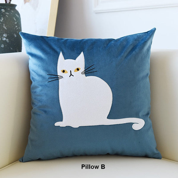 Cat Decorative Throw Pillows for Couch, Modern Sofa Decorative Pillows, Lovely Cat Pillow Covers for Kid's Room, Modern Decorative Throw Pillows-Grace Painting Crafts