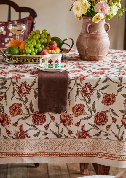 Flower Farmhouse Table Covers, Square Tablecloth for Round Table, Long Rectangular Tablecloth for Dining Room Table, Extra Large Modern Tablecloth for Living Room-Grace Painting Crafts