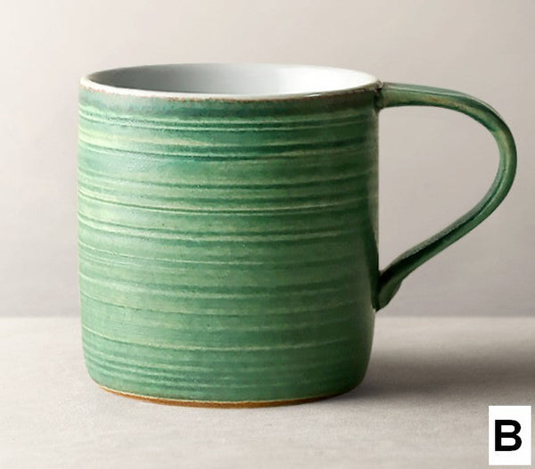 Blue Green Black Ceramic Coffee Mugs, Creative Handmade Coffee Mugs, Large Modern Handmade Pottery Coffee Cup, Large Capacity Coffee Mugs-Grace Painting Crafts