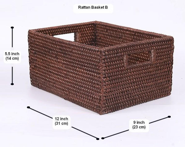 Storage Baskets for Clothes, Large Brown Woven Storage Basket, Storage Baskets for Bathroom, Rectangular Storage Baskets-Grace Painting Crafts