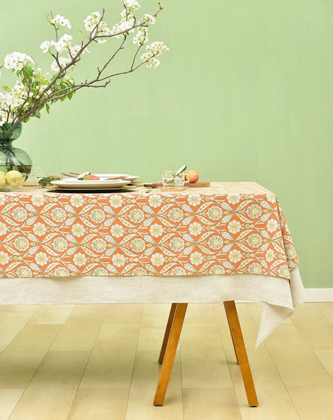 Modern Square Tablecloth, Bohemia Oriental Bilayer Tablecloths, Country Farmhouse Tablecloth for Round Table, Large Rectangle Table Covers for Dining Room Table, Rustic Table Cloths for Kitchen-Grace Painting Crafts