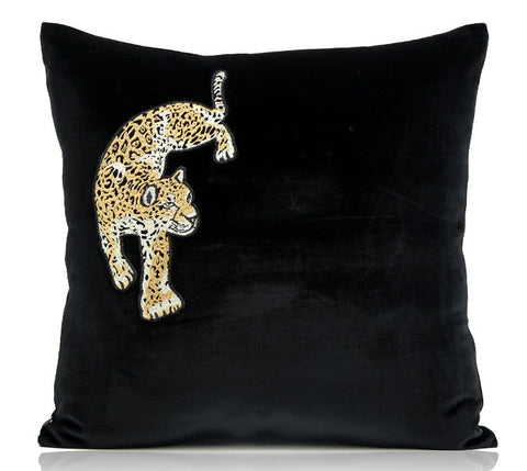 Contemporary Throw Pillows, Cheetah Decorative Throw Pillows, Modern Sofa Pillows, Black Decorative Pillows for Living Room-Grace Painting Crafts