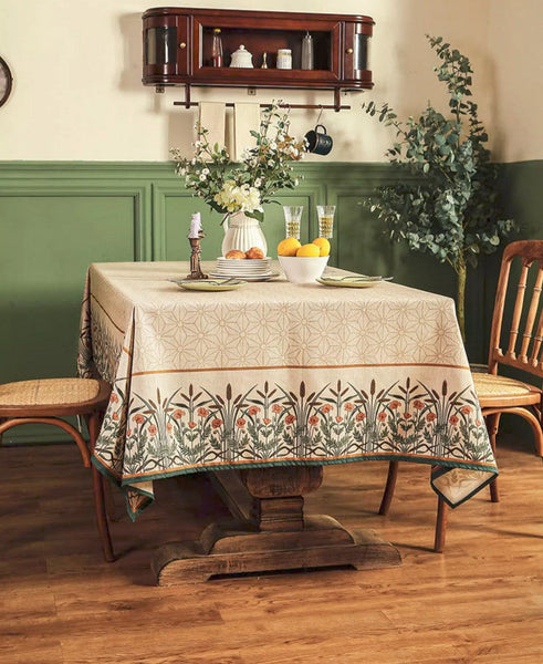 Modern Rectangle Tablecloth Ideas for Kitchen Table, Farmhouse Table Cloth for Oval Table, Rustic Flower Pattern Linen Tablecloth for Round Table-Grace Painting Crafts