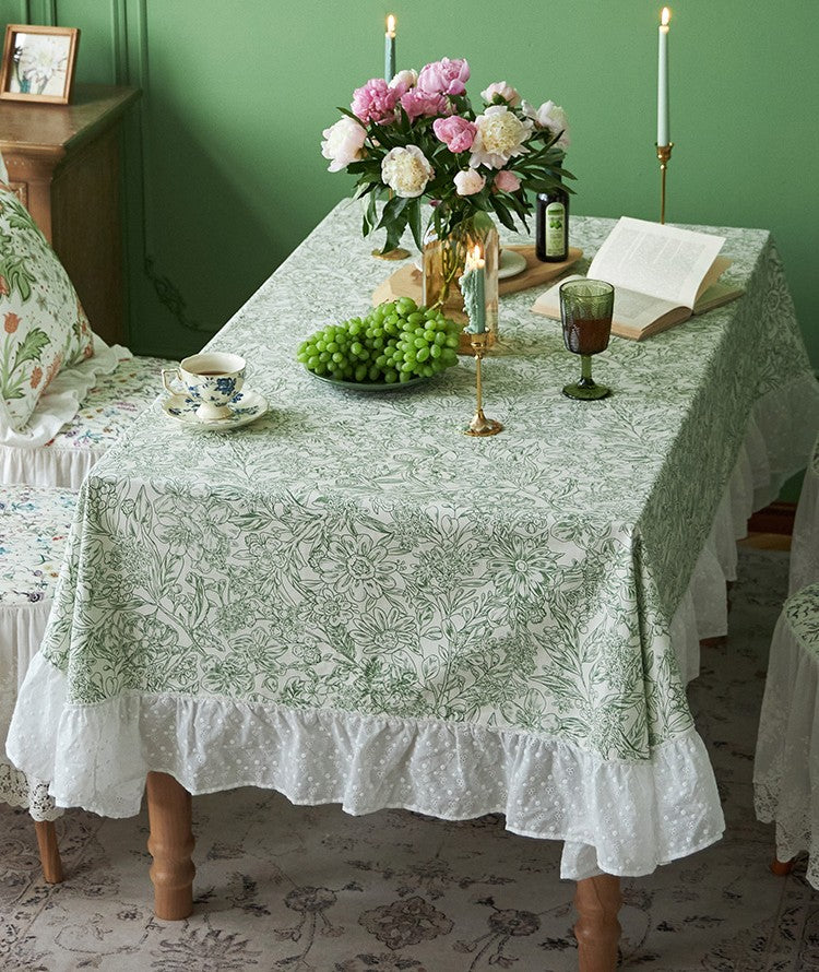 Natural Spring Farmhouse Table Cloth, Extra Large Rectangle Tablecloth for Dining Room Table, Flower Pattern Cotton Tablecloth, Square Tablecloth for Round Table-Grace Painting Crafts