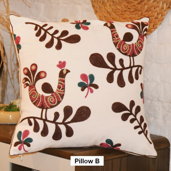 Farmhouse Embroider Cotton Pillow Covers, Love Birds Decorative Sofa Pillows, Cotton Decorative Pillows, Decorative Throw Pillows for Couch-Grace Painting Crafts