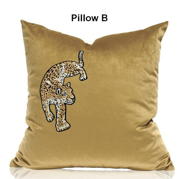 Contemporary Throw Pillows, Cheetah Decorative Cushion, Modern Sofa Pillows, Decorative Pillows for Living Room-Grace Painting Crafts