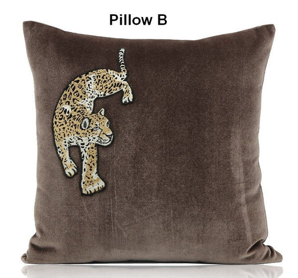 Modern Sofa Pillows, Contemporary Throw Pillows, Cheetah Decorative Throw Pillows, Decorative Pillows for Living Room-Grace Painting Crafts