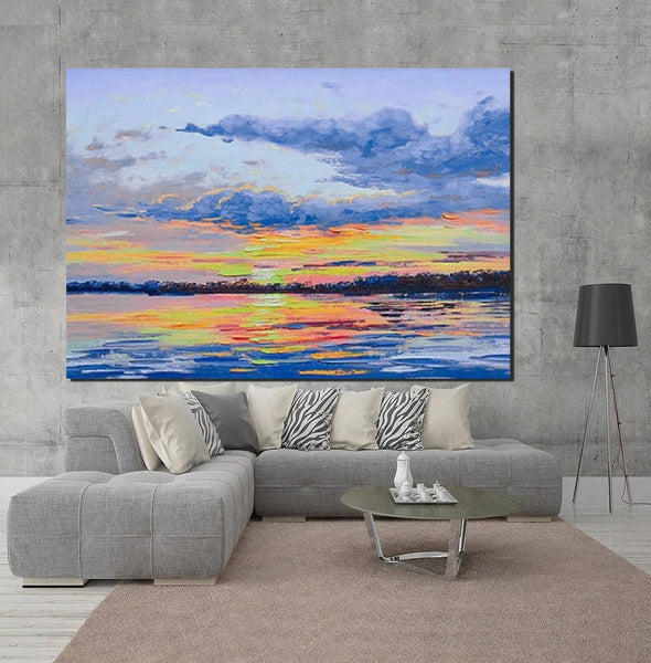 Abstract Landscape Paintings, Heavy Texture Painting, Hand Painted Wall Art, Contemporary Wall Art Paintings, Simple Modern Paintings for Living Room-Grace Painting Crafts