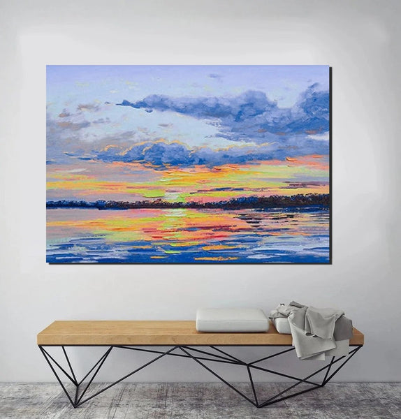 Abstract Landscape Paintings, Heavy Texture Painting, Hand Painted Wall Art, Contemporary Wall Art Paintings, Simple Modern Paintings for Living Room-Grace Painting Crafts