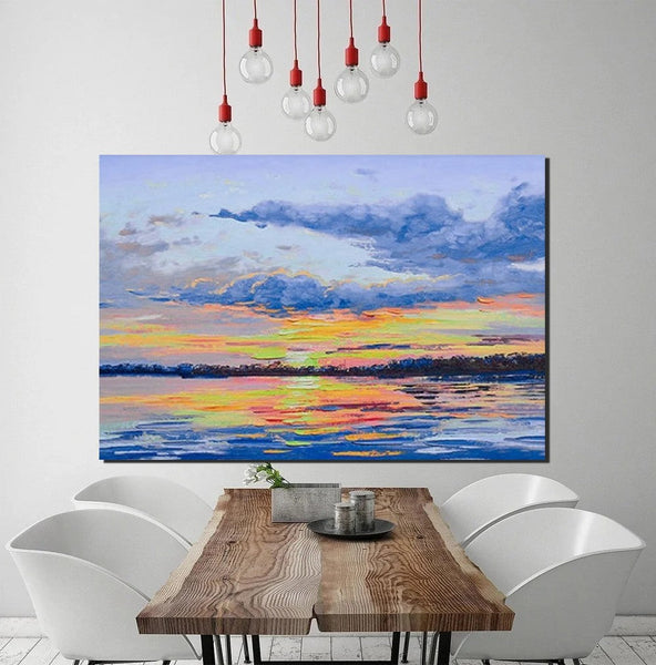 Abstract Landscape Paintings, Heavy Texture Painting, Hand Painted Wall Art, Contemporary Wall Art Paintings, Simple Modern Paintings for Living Room-Grace Painting Crafts