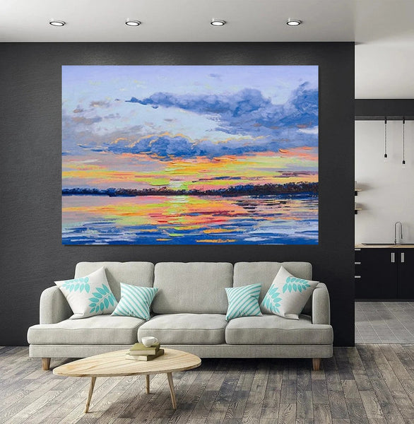 Abstract Landscape Paintings, Heavy Texture Painting, Hand Painted Wall Art, Contemporary Wall Art Paintings, Simple Modern Paintings for Living Room-Grace Painting Crafts