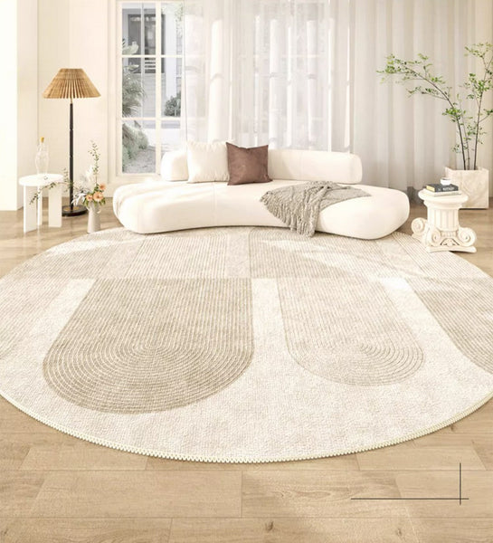 Contemporary Area Rugs, Abstract Modern Area Rugs under Coffee Table, Round Area Rugs, Modern Rugs in Bedroom, Dining Room Area Rug-Grace Painting Crafts