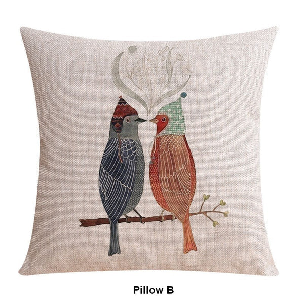 Large Decorative Pillow Covers, Decorative Sofa Pillows for Children's Room, Love Birds Throw Pillows for Couch, Singing Birds Decorative Throw Pillows-Grace Painting Crafts