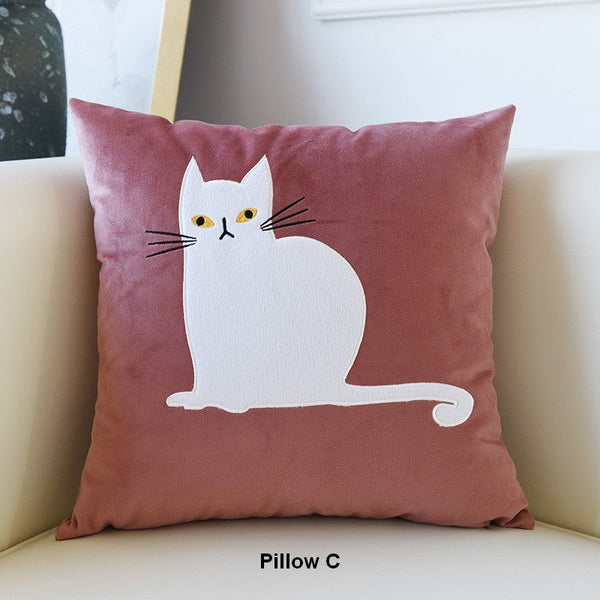 Cat Decorative Throw Pillows for Couch, Modern Sofa Decorative Pillows, Lovely Cat Pillow Covers for Kid's Room, Modern Decorative Throw Pillows-Grace Painting Crafts