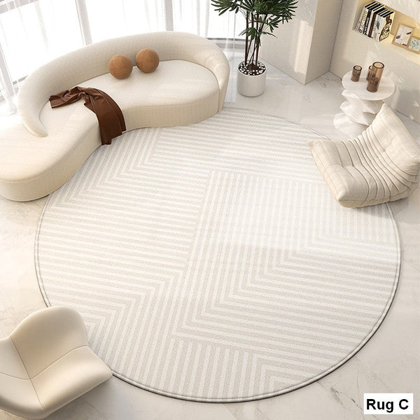 Round Modern Rugs for Living Room, Contemporary Modern Area Rugs for Bedroom, Geometric Round Rugs for Dining Room, Circular Modern Rugs under Chairs-Grace Painting Crafts