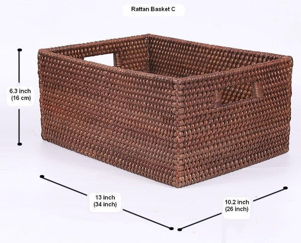 Storage Baskets for Clothes, Large Brown Woven Storage Basket, Storage Baskets for Bathroom, Rectangular Storage Baskets-Grace Painting Crafts