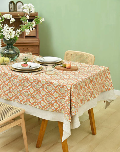 Modern Square Tablecloth, Bohemia Oriental Bilayer Tablecloths, Country Farmhouse Tablecloth for Round Table, Large Rectangle Table Covers for Dining Room Table, Rustic Table Cloths for Kitchen-Grace Painting Crafts