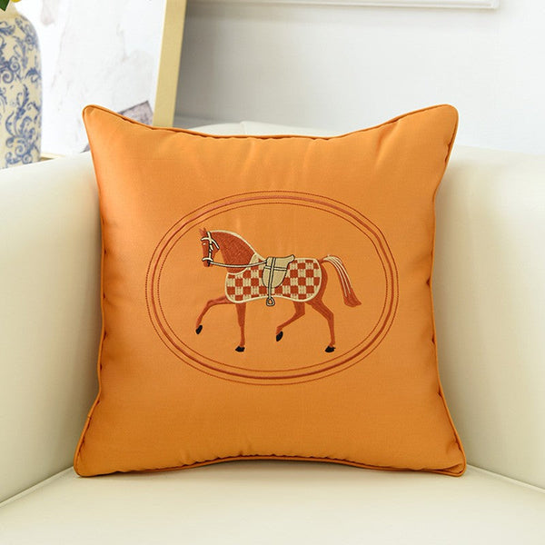 Modern Decorative Throw Pillows, Horse Decorative Throw Pillows for Couch, Embroider Horse Pillow Covers, Modern Sofa Decorative Pillows-Grace Painting Crafts