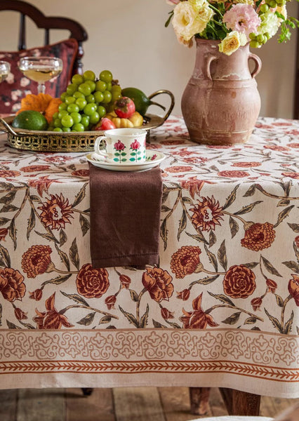 Flower Farmhouse Table Covers, Square Tablecloth for Round Table, Long Rectangular Tablecloth for Dining Room Table, Extra Large Modern Tablecloth for Living Room-Grace Painting Crafts