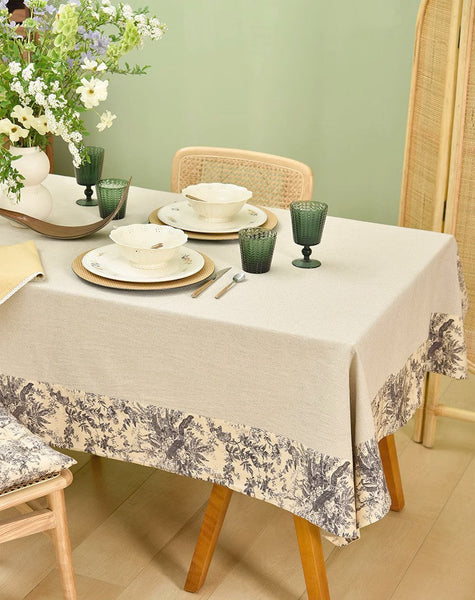 Cotton and Linen Rectangle Table Covers for Dining Room Table, Modern Tablecloth for Kitchen, Square Tablecloth for Coffee Table-Grace Painting Crafts