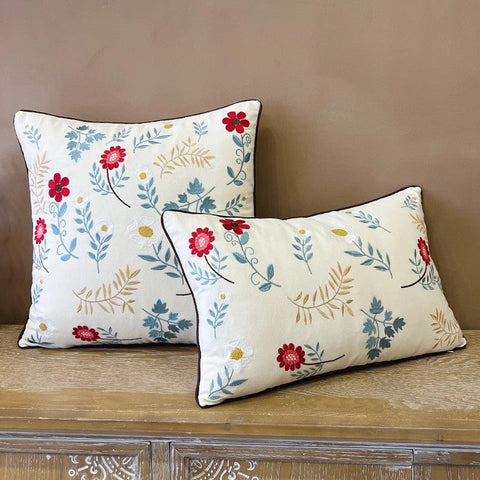 Decorative Throw Pillows for Couch, Embroider Flower Cotton Pillow Covers, Spring Flower Decorative Throw Pillows, Farmhouse Sofa Decorative Pillows-Grace Painting Crafts