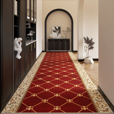 Non Slip Entrance Runner Rugs, Traditional Red Persian Long Narrow Runner Rugs, Extra Long Hallway Runners, Washable Entryway Runner Rug Ideas, Kitchen Runner Rugs-Grace Painting Crafts