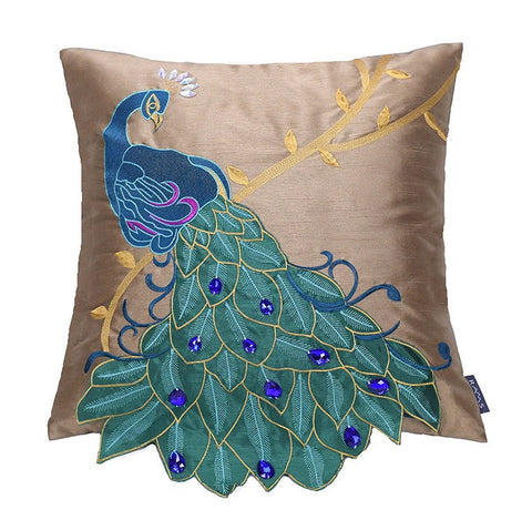 Beautiful Decorative Throw Pillows, Embroider Peacock Cotton and linen Pillow Cover, Decorative Sofa Pillows, Decorative Pillows for Couch-Grace Painting Crafts