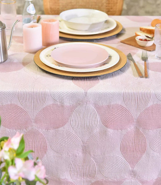 Simple Contemporary Pink Cotton Tablecloth, Square Tablecloth for Round Table,Large Rectangle Table Covers for Dining Room Table, Modern Table Cloths for Kitchen-Grace Painting Crafts