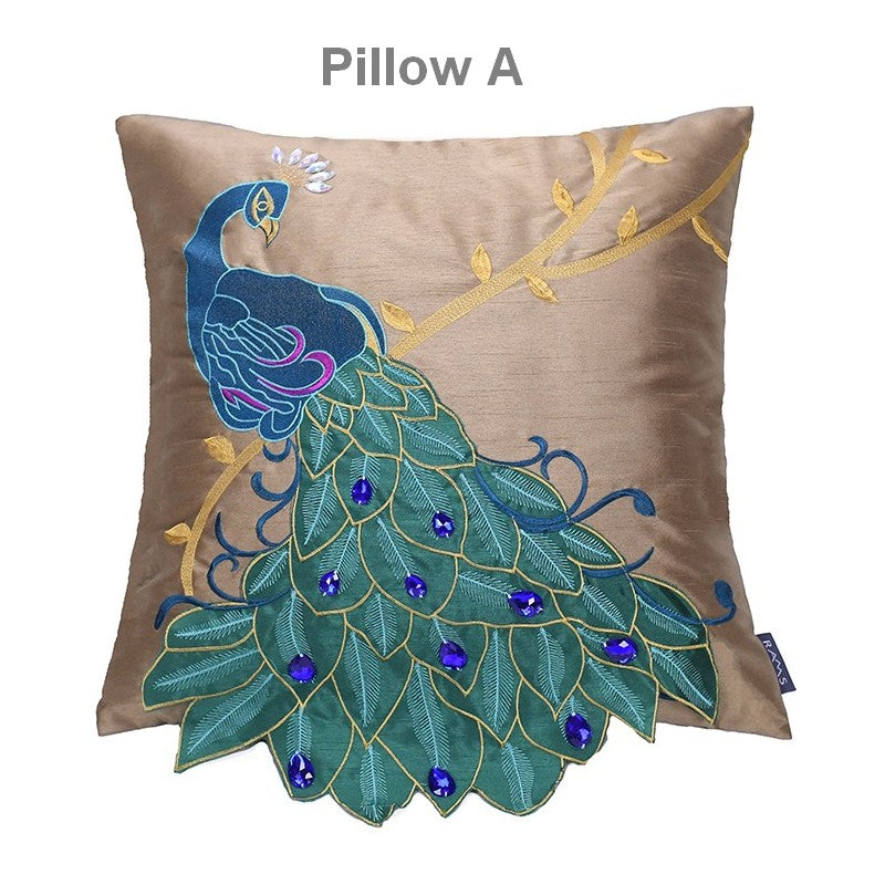 Beautiful Decorative Throw Pillows, Embroider Peacock Cotton and linen Pillow Cover, Decorative Sofa Pillows, Decorative Pillows for Couch-Grace Painting Crafts