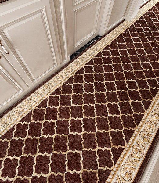 Stain-resistant Non Slip Kitchen Runner Rugs, Entryway Brown Runner Rugs, Modern Long Hallway Runners, Extra Long Narrow Runner Rugs, Entrance Hallway Runners, Hallway Runners-Grace Painting Crafts