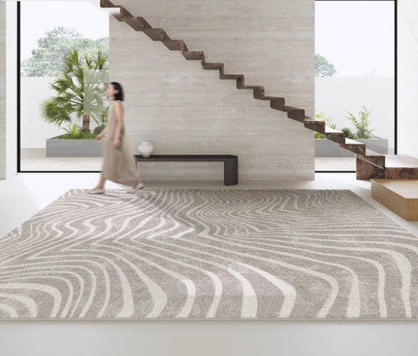 Modern Carpets for Office, Dining Room Floor Rugs, Stripe Area Rugs under Sofa, Mid Century Area Rugs for Living Room, Abstract Contemporary Rugs for Bedroom-Grace Painting Crafts