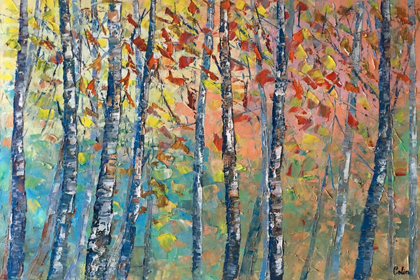 Birch Tree Painting, Landscape Painting, Original Wall Art, Canvas Art, Custom Large Oil Painting-Grace Painting Crafts