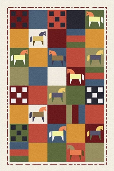 Lovely Horse Area Rugs for Children Room, Geometric Modern Rugs, Modern Rugs for Living Room, Cartoon Modern Rugs for Bedroom-Grace Painting Crafts