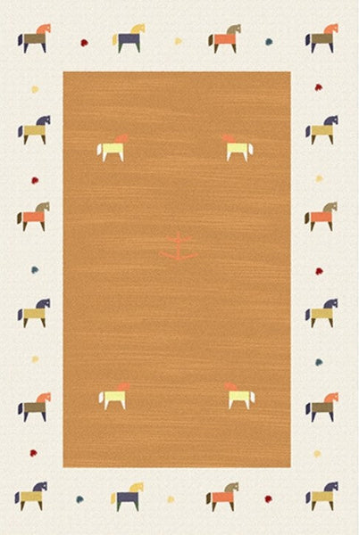 Cartoon Modern Rugs for Bedroom, Lovely Horse Area Rugs for Children Room, Geometric Modern Rugs, Modern Rugs for Living Room-Grace Painting Crafts