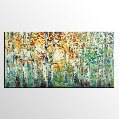 Autumn Tree Landscape Painting, Landscape Painting for Sale, Autumn Paintings, Living Room Wall Art Paintings, Custom Original Painting-Grace Painting Crafts