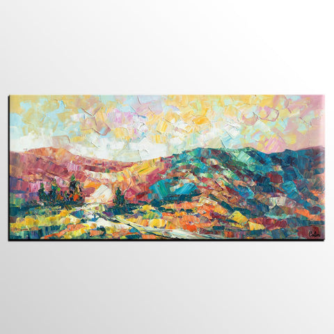 Canvas Painting, Mountain Landscape Painting, Large Canvas Art, Custom Extra Large Wall Art-Grace Painting Crafts