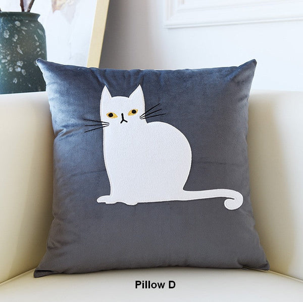 Modern Sofa Decorative Pillows, Cat Decorative Throw Pillows for Couch, Lovely Cat Pillow Covers for Kid's Room, Modern Decorative Throw Pillows-Grace Painting Crafts