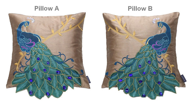 Beautiful Decorative Throw Pillows, Embroider Peacock Cotton and linen Pillow Cover, Decorative Sofa Pillows, Decorative Pillows for Couch-Grace Painting Crafts