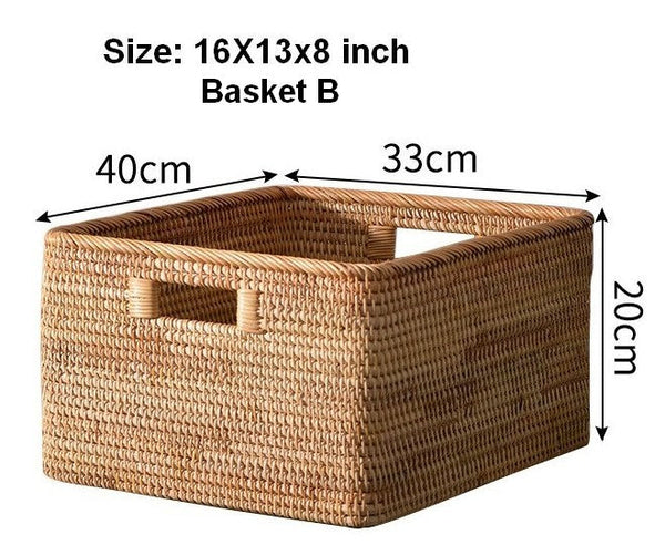 Laundry Storage Baskets, Rattan Storage Baskets for Kitchen, Storage Basket for Shelves, Kitchen Storage Basket, Storage Baskets for Bathroom-Grace Painting Crafts