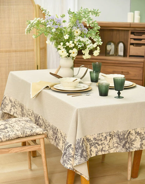 Cotton and Linen Rectangle Table Covers for Dining Room Table, Modern Tablecloth for Kitchen, Square Tablecloth for Coffee Table-Grace Painting Crafts