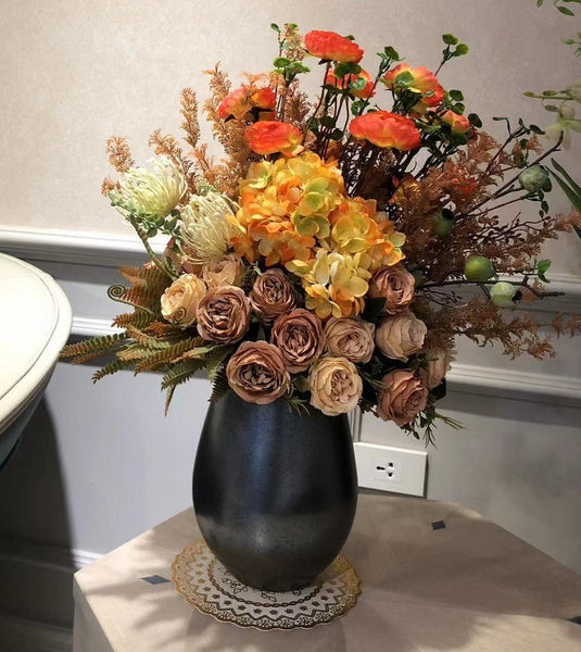 Modern Artificial Floral Arrangement for Bedroom, Large Bunch of Autumn Flowers Arrangement Interior Design, Creative Faux Silk Floral Bouquet Table Centerpiece-Grace Painting Crafts